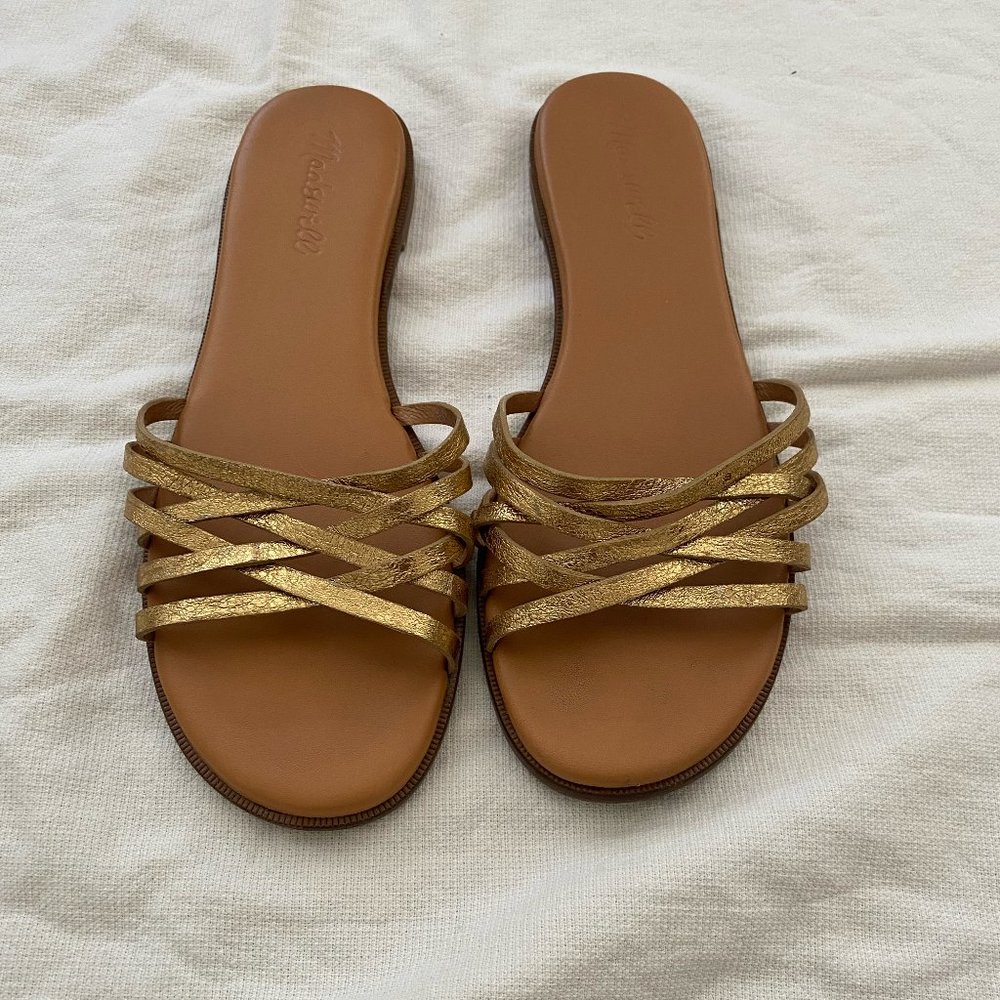 Madewell Tracie Slide Leather Sandals Gold